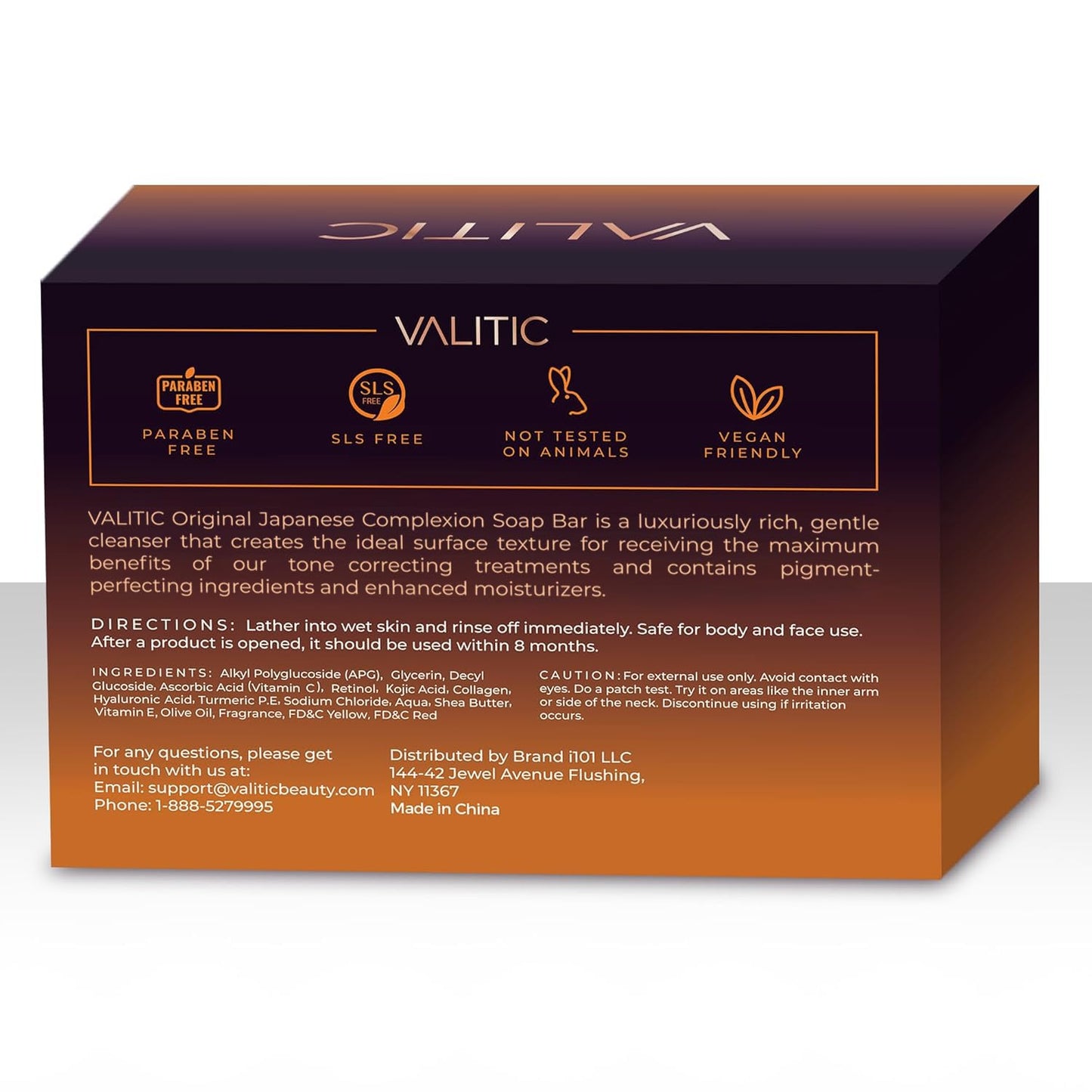 VALITIC - Kojic Acid Soap Stick to Remove Dark Spots, Vitamin C, Retinol, Collagen and Turmeric (Original Japanese)