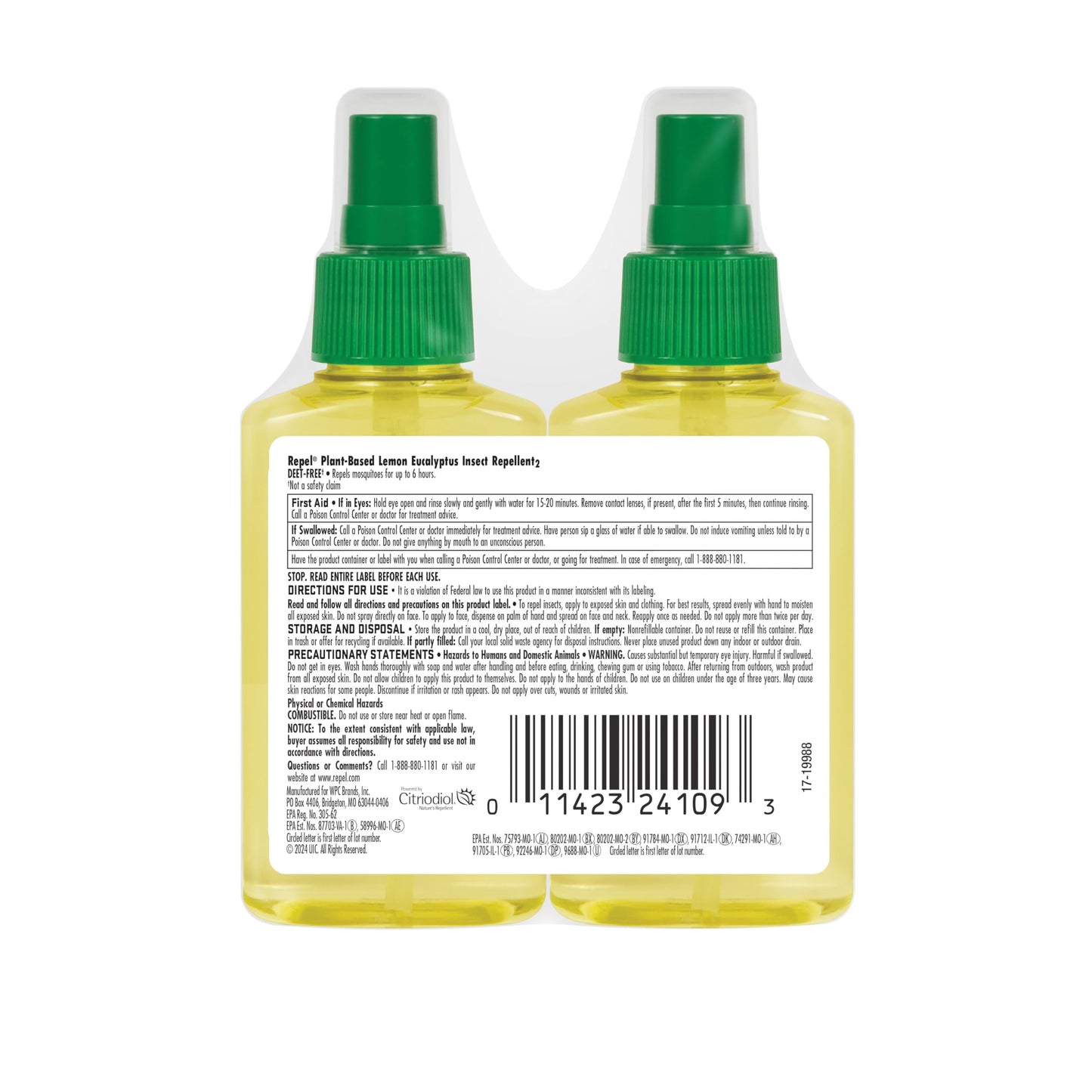 REPEL Lemon Eucalyptus Natural Insect Repellent 4-Ounce Pump Spray, Case Pack of 6