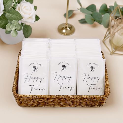 Doris Home 48pcs Happy Tears Tissues for Wedding, 3 Ply Wedding Tissues for Guests, Individual Facial Tissues for Your Happy Tears