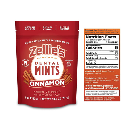 Zellie's | 100% Xylitol Cinnamon Breath Mints | No Aspartame, Gluten Free, Vegan & Kosher Mints (540 Count (Pack of 1) - USA IMPORT -