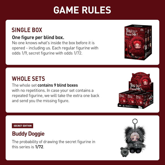 POP MART SKULLPANDA You Found Me! Series Plush Doll Pendant Blind Box Figures, Collectible Toys, Holiday Birthday Gifts for Girlfriend Daughter Girls and Boys, Single Box - USA IMPORT -