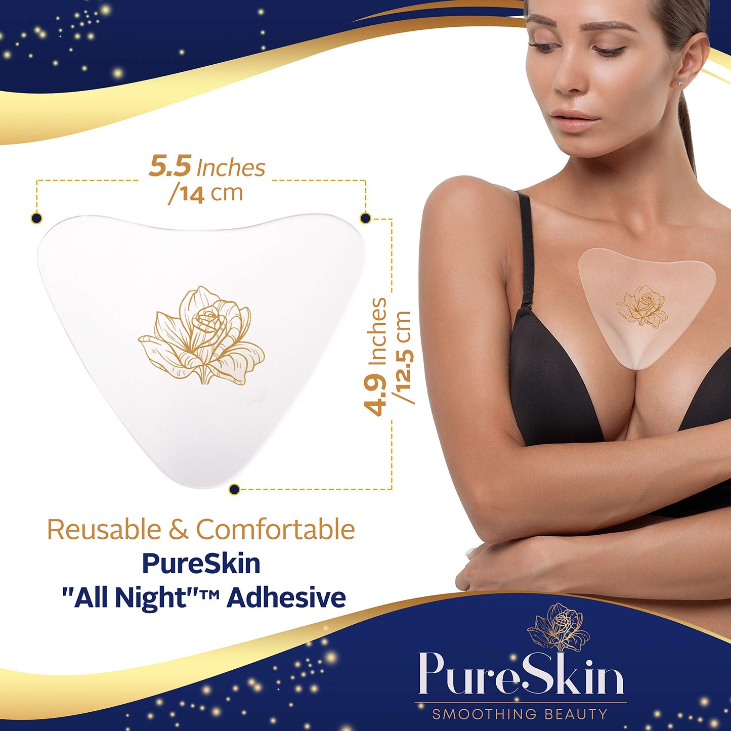 PureSkin Chest Wrinkle Pads-4 PACK -Decollete Anti Wrinkle Chest Pads | Silicone Patches for Wrinkles | Chest Wrinkles from Side Sleeping | Chest Wrinkles | Silicone Chest Pads