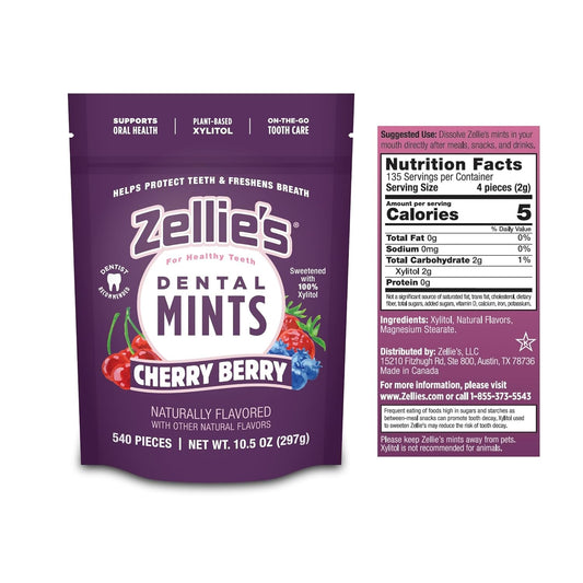 Zellie's | 100% Xylitol Cherry Berry Breath Mints | No Aspartame, Gluten Free, Vegan & Kosher Mints (540 Count - Pack of 1) - USA IMPORT -