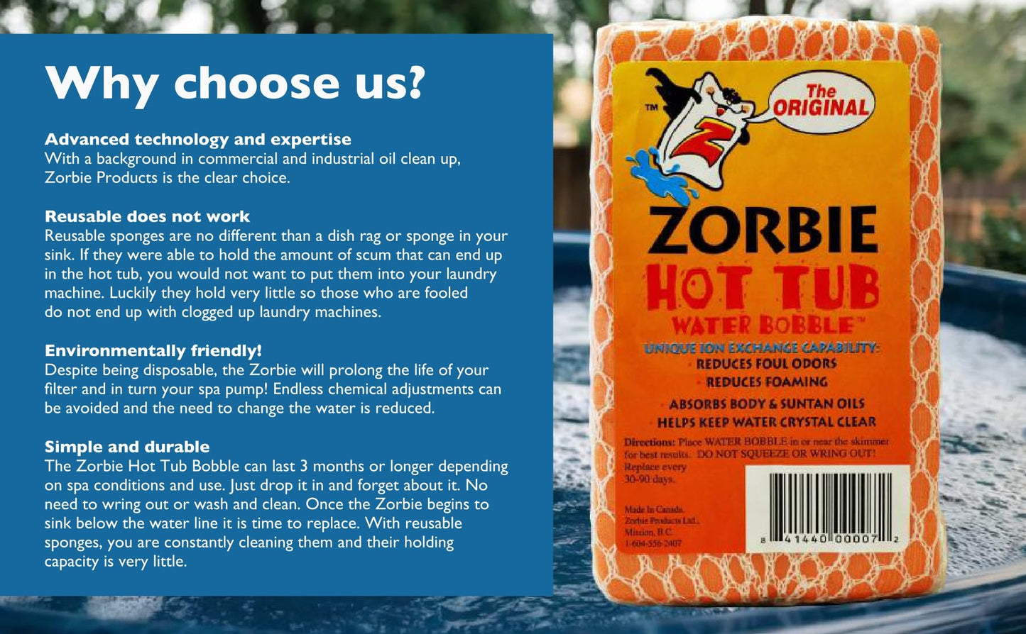 Zorbie Products ZORBIE Scum Brick Flowating Scum Collector for Spa