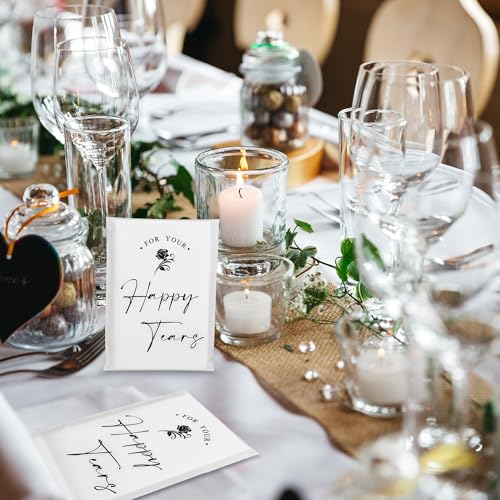 Doris Home 48pcs Happy Tears Tissues for Wedding, 3 Ply Wedding Tissues for Guests, Individual Facial Tissues for Your Happy Tears