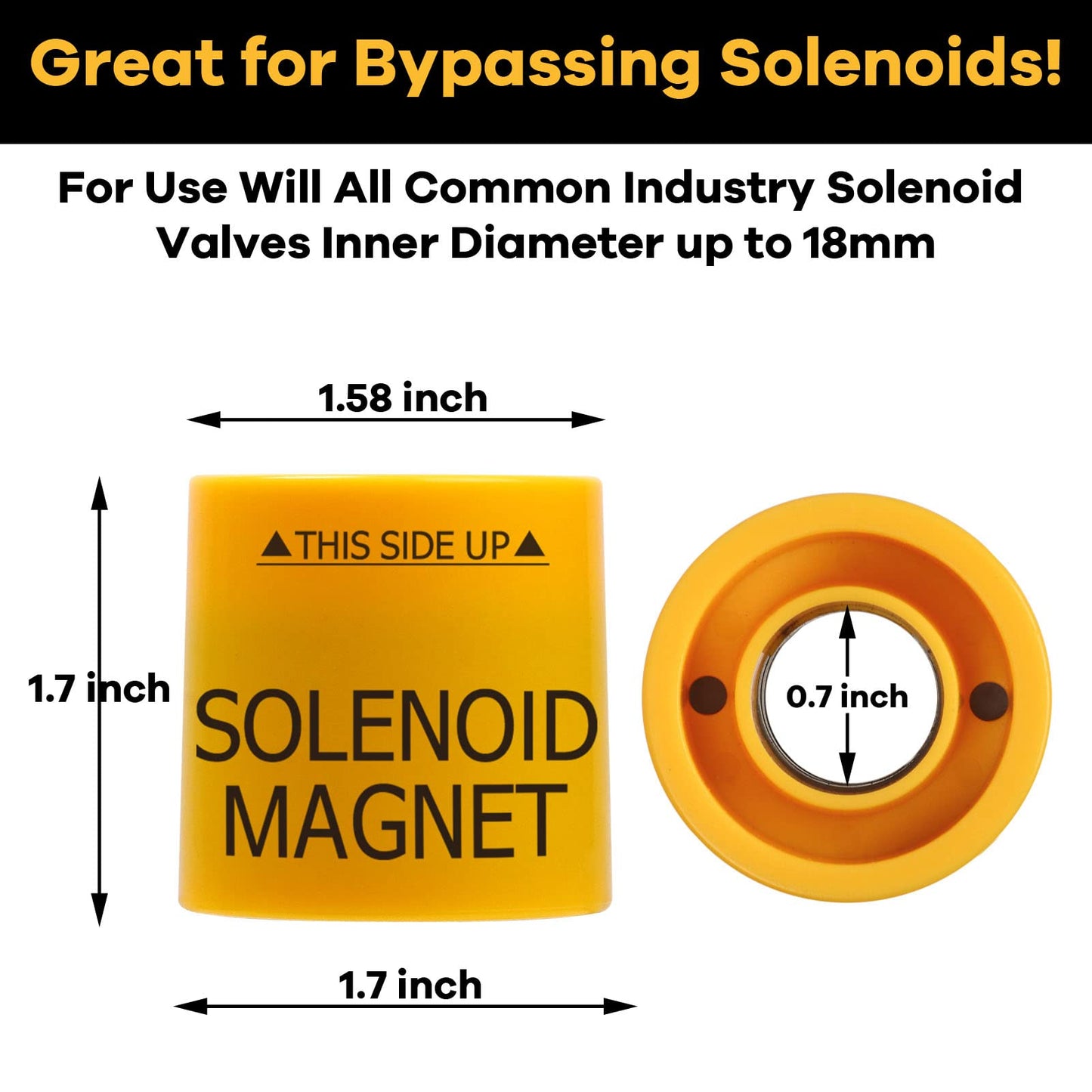 Solenoid Valve Magnet Tool #TLMKC, Solenoid Valve Troubleshooting Magnet 18 mm, Fits All Common Industry Valves Yellow