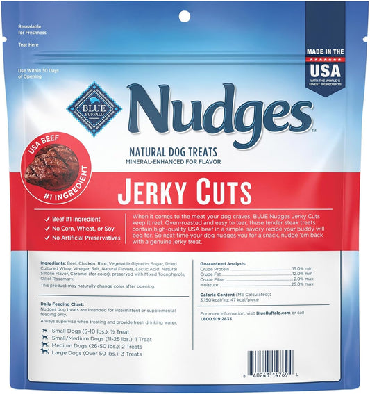 Blue Buffalo Nudges Jerky Cuts Dog Treats, Made in the USA with Natural Ingredients, Steak, 16-oz Bag - USA IMPORT -
