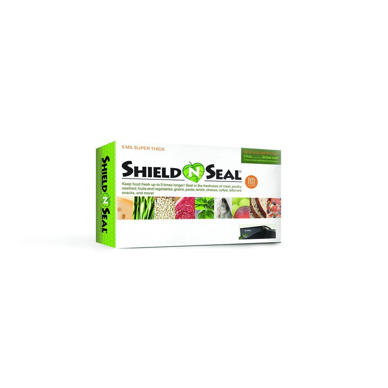 Shield N Seal 11" X 19.5' Clear & Black Vacuum Sealer Rolls SNS100 Food Storage Saver Heavy-Duty Bags Sous Vide