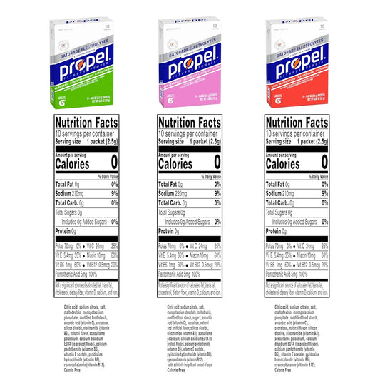 Propel Electrolyte Enhanced Water Drink Mix Powder Packets, Kiwi Strawberry Variety Pack, Zero Calorie & Zero Sugar Hydration with Electrolytes and Vitamins C & E (30 Packets) - USA IMPORT -