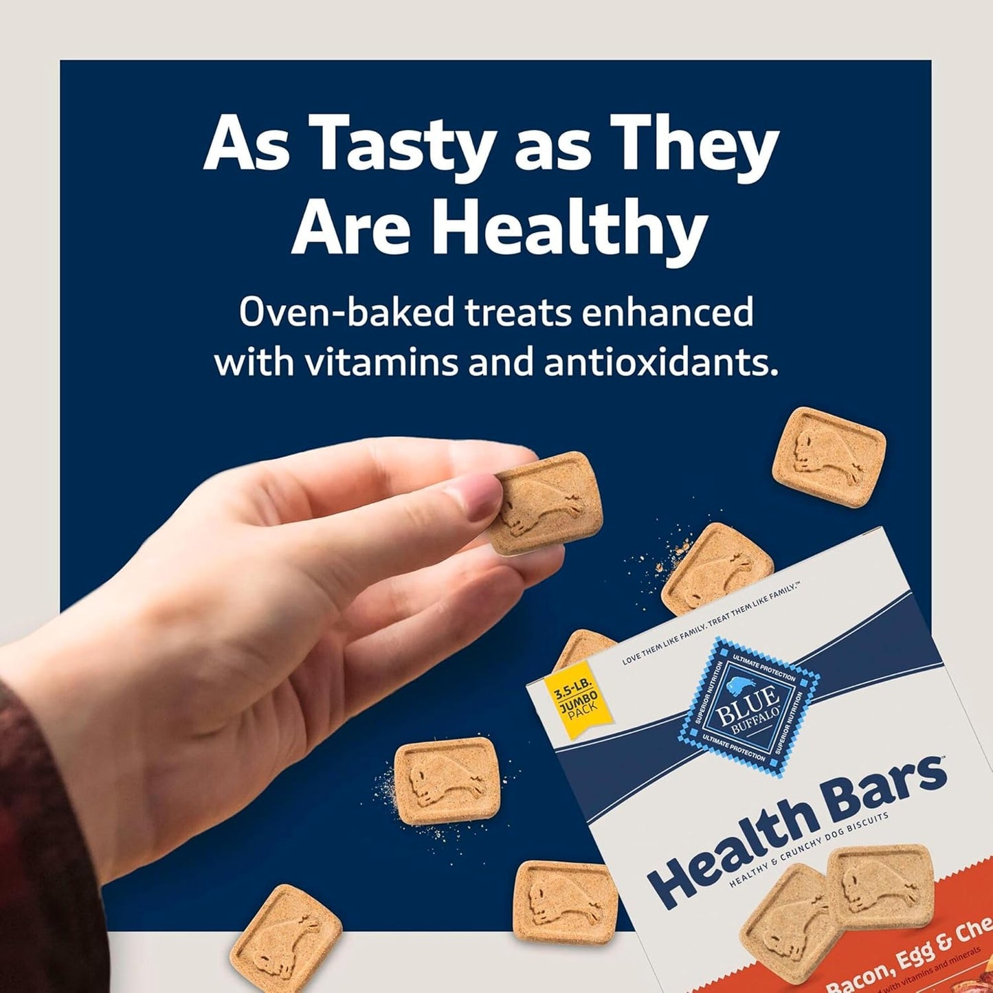 Blue Buffalo Health Bars Oven-Baked with Natural Ingredients Bacon, Egg & Cheese Crunchy Dog Biscuits, 3.5 lbs. - USA IMPORT -