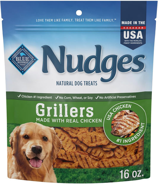 Blue Buffalo Nudges Grillers Natural Dog Treats, Made in the USA with Real Chicken, 16-oz Bag - USA IMPORT -