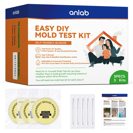 anlab™Mold Test Kit for Home - Do It Yourself Home Mold Detector | Test HVAC System | Home Surfaces | Indoor Air Quality Testing Kit - Identification Guide Included - Sealed Separately
