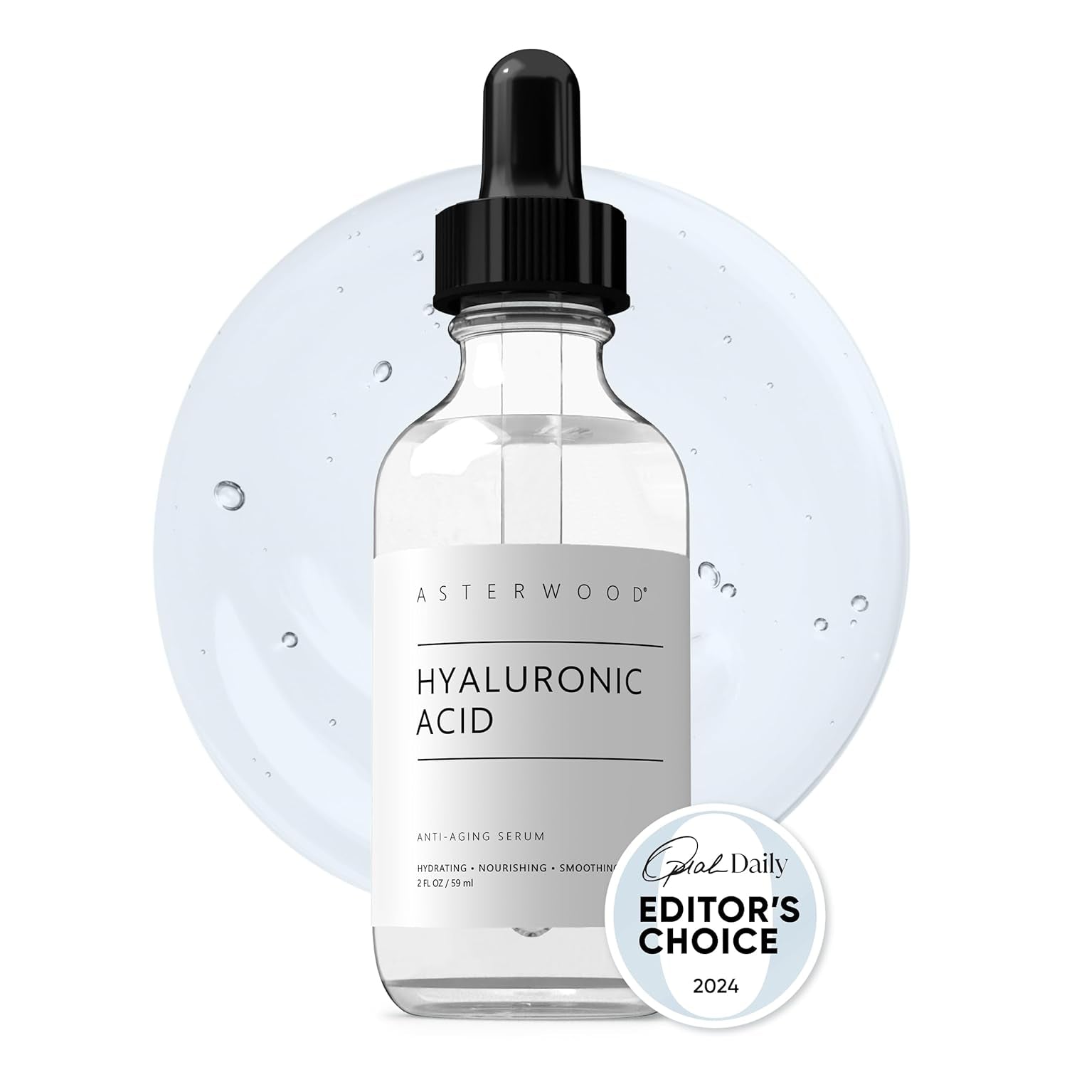 Asterwood Hyaluronic Acid Serum for Face - Plumping, Anti-Aging, Hydrating - Fragrance-Free - 2 Fl Oz - USA IMPORT -