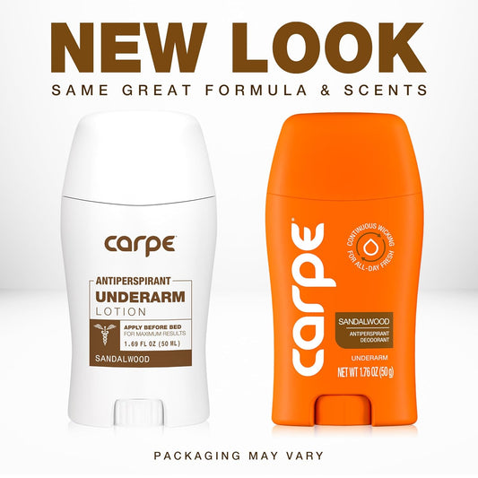 Carpe Clinical Strength Underarm Antiperspirant and Deodorant, Sandalwood Scent - USA IMPORT -