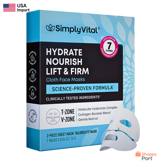 SimplyVital Collagen Facial Mask – Hydrating & Firming Sheet Masks, 7 Pack (USA Import)