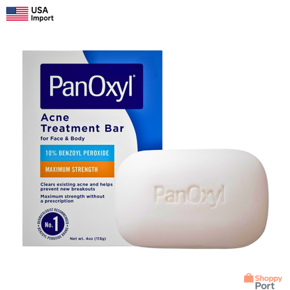 PanOxyl Acne Treatment Bar – Maximum Strength Face & Body Cleanser (USA Import)