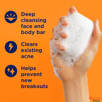 PanOxyl Acne Treatment Bar – Maximum Strength Face & Body Cleanser (USA Import)