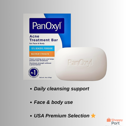 PanOxyl Acne Treatment Bar – Maximum Strength Face & Body Cleanser (USA Import)