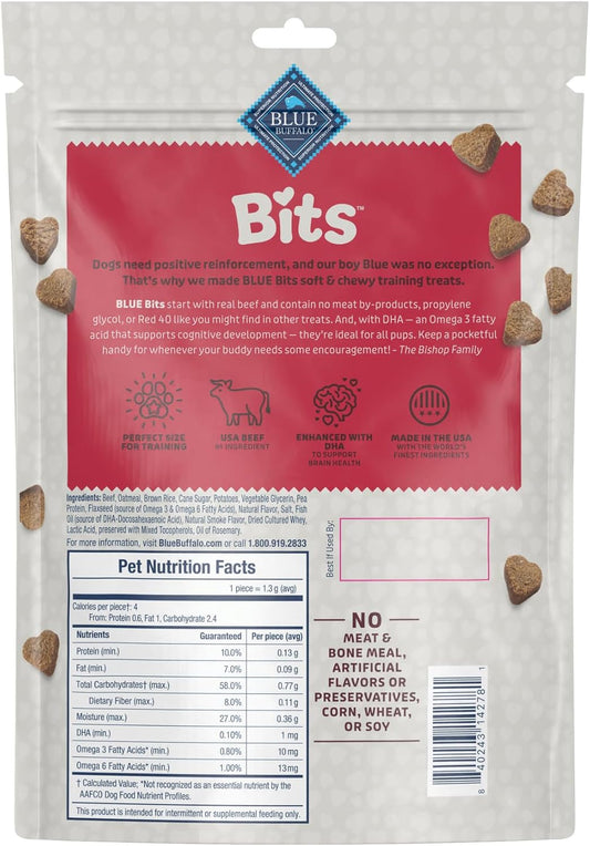 Blue Buffalo Bits Soft Dog Treats for Training, Made With Natural Ingredients & Enhanced with DHA, Beef Recipe, 19-oz Bag - USA IMPORT -