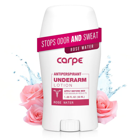Carpe Underarm Antiperspirant and Deodorant, Clinical strength with Rose Water scent, Combat excessive sweating Stay fresh and dry, Great for hyperhidrosis - USA IMPORT -