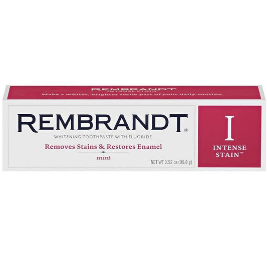 REMBRANDT Intense Stain Whitening Toothpaste With Fluoride, Removes Tough Stains, Rehardens And Strengthens Enamel, 3.5 Ounce - (Pack of 2) - USA IMPORT -