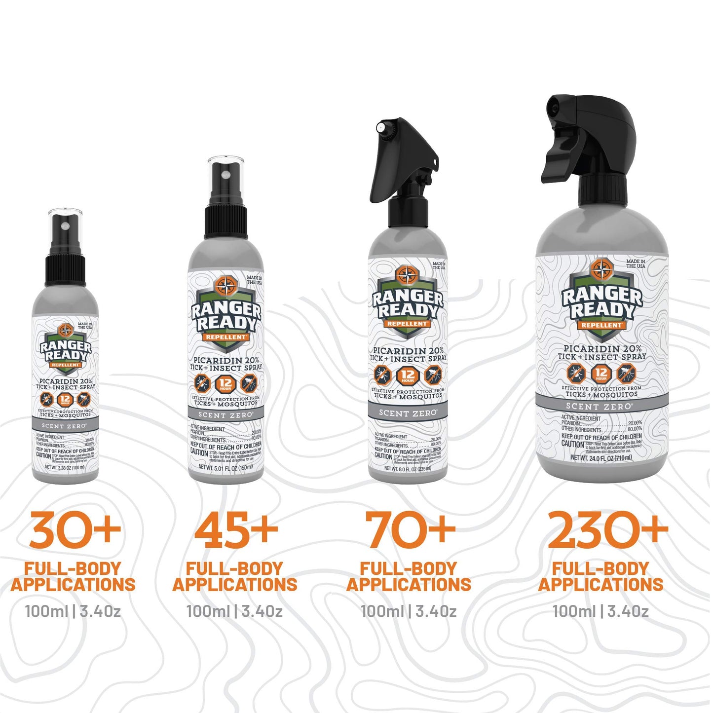 Ranger Ready Repellents Picaridin Insect Repellent Spray with Scent Zero - Mosquito Repellent and Tick Spray (5 oz, Pack of 1)