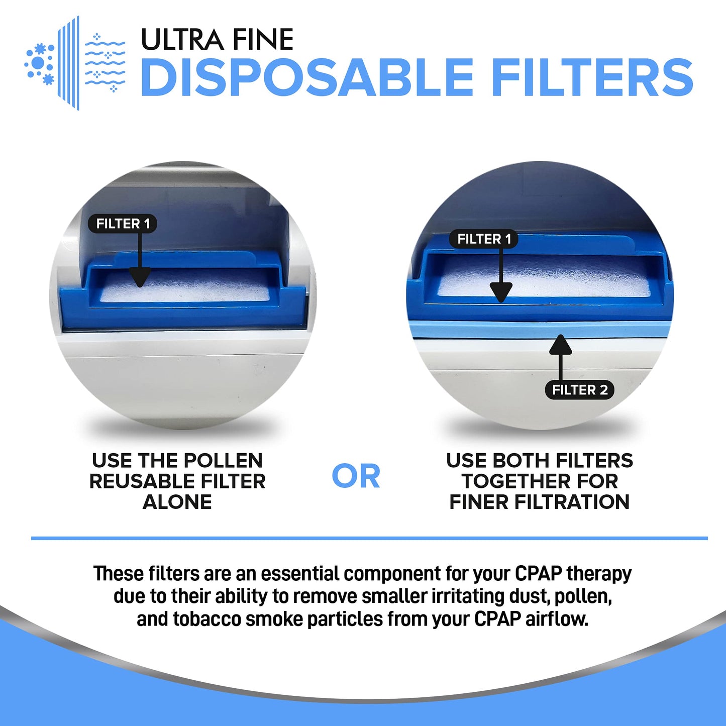 Filter kit compatible with Respironics DreamStation 6 disposable ultra-fine filters