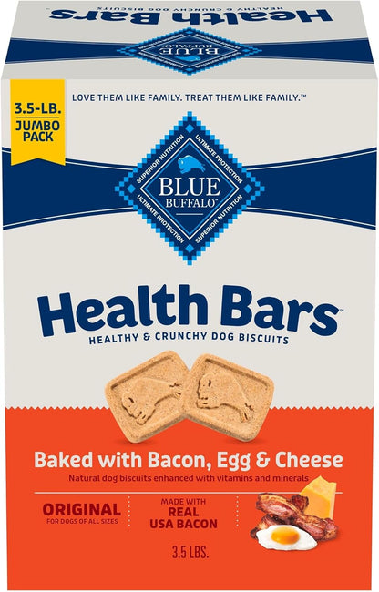 Blue Buffalo Health Bars Oven-Baked with Natural Ingredients Bacon, Egg & Cheese Crunchy Dog Biscuits, 3.5 lbs. - USA IMPORT -