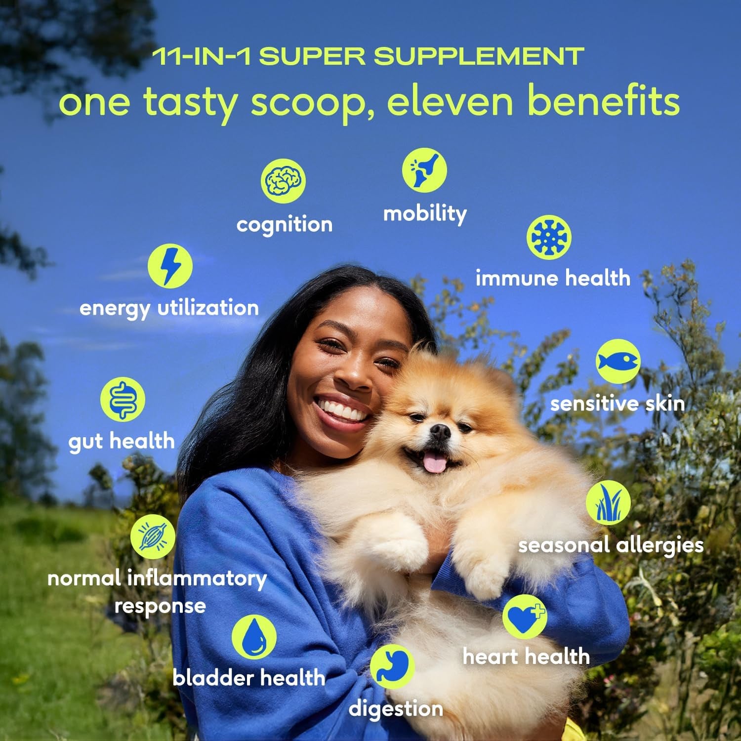 Native Pet Dog Vitamins & Supplements - 11-in-1 Vitamin Powder for Dog Food Topper - Collagen, Glucosamine, Probiotics, Omega & More- Supports Healthy Gut, Mobility & Overall Health - 30 Scoops - USA IMPORT -