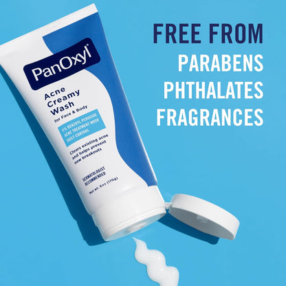 PanOxyl Antimicrobial Hydrating Acne Creamy Wash, 4% Benzoyl Peroxide, 6 Ounce