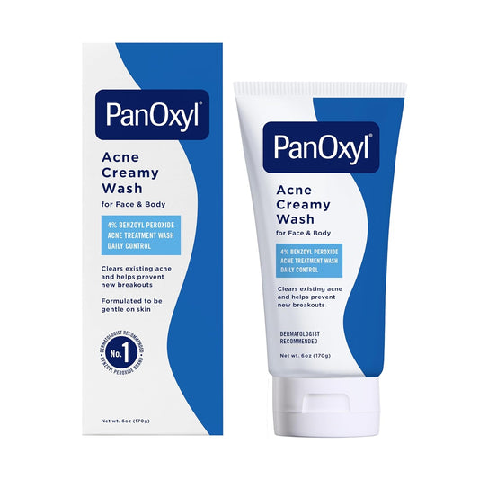 PanOxyl Antimicrobial Hydrating Acne Creamy Wash, 4% Benzoyl Peroxide, 6 Ounce