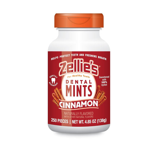 Zellie's | 100% Xylitol Cinnamon Breath Mints | No Aspartame, Gluten Free, Vegan & Kosher Mints (250 Count - Pack of 1) - USA IMPORT -