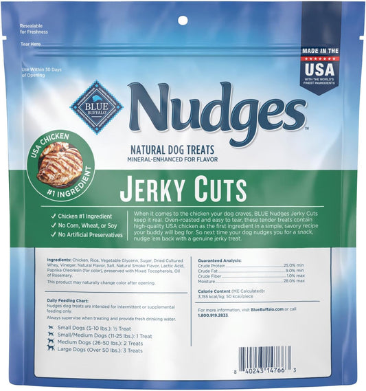 Blue Buffalo Nudges Jerky Bites Dog Treats, Made in the USA with Natural Ingredients, Bite-Sized Pieces, Chicken, 16-oz Bag - USA IMPORT -