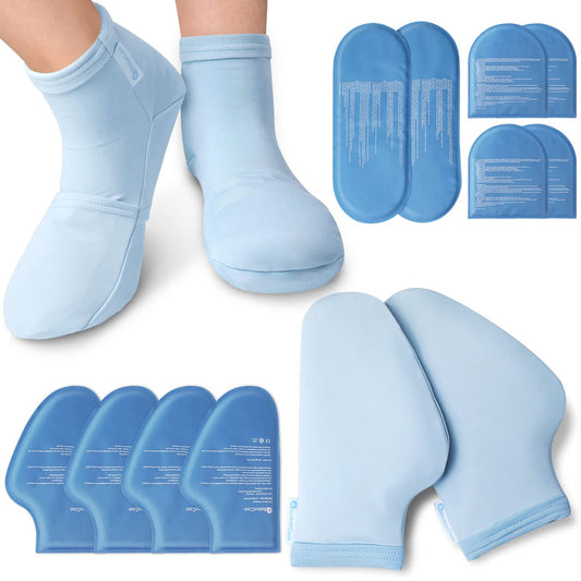 RelaxCoo Cold Therapy Socks & Gloves for Chemotherapy Neuropathy, Chemo Care Package for Women and Men, Foot & Hand Ice Pack Wrap for Plantar Fasciitis, Carpal Tunnel, Arthritis Hand Pain Relie