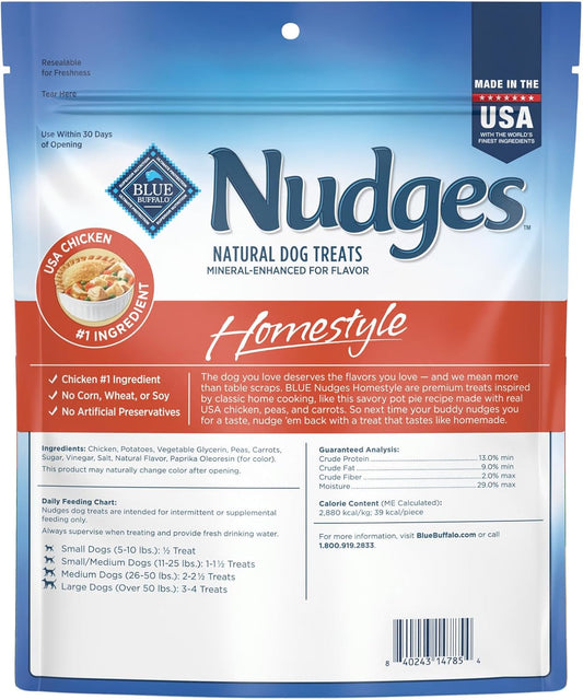 Blue Buffalo Nudges Homestyle Natural Dog Treats, Made in the USA with Real Chicken, Peas, and Carrots, 16-oz. Bag - USA IMPORT -
