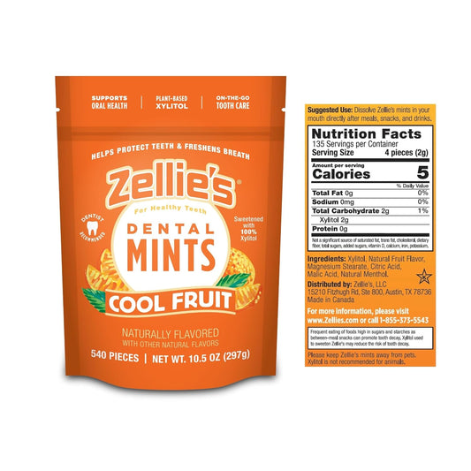 Zellie's | 100% Xylitol Cool Fruit Mints Breath Mints | No Aspartame, Gluten Free, Vegan & Kosher (540 Count - Pack of 1) - USA IMPORT -