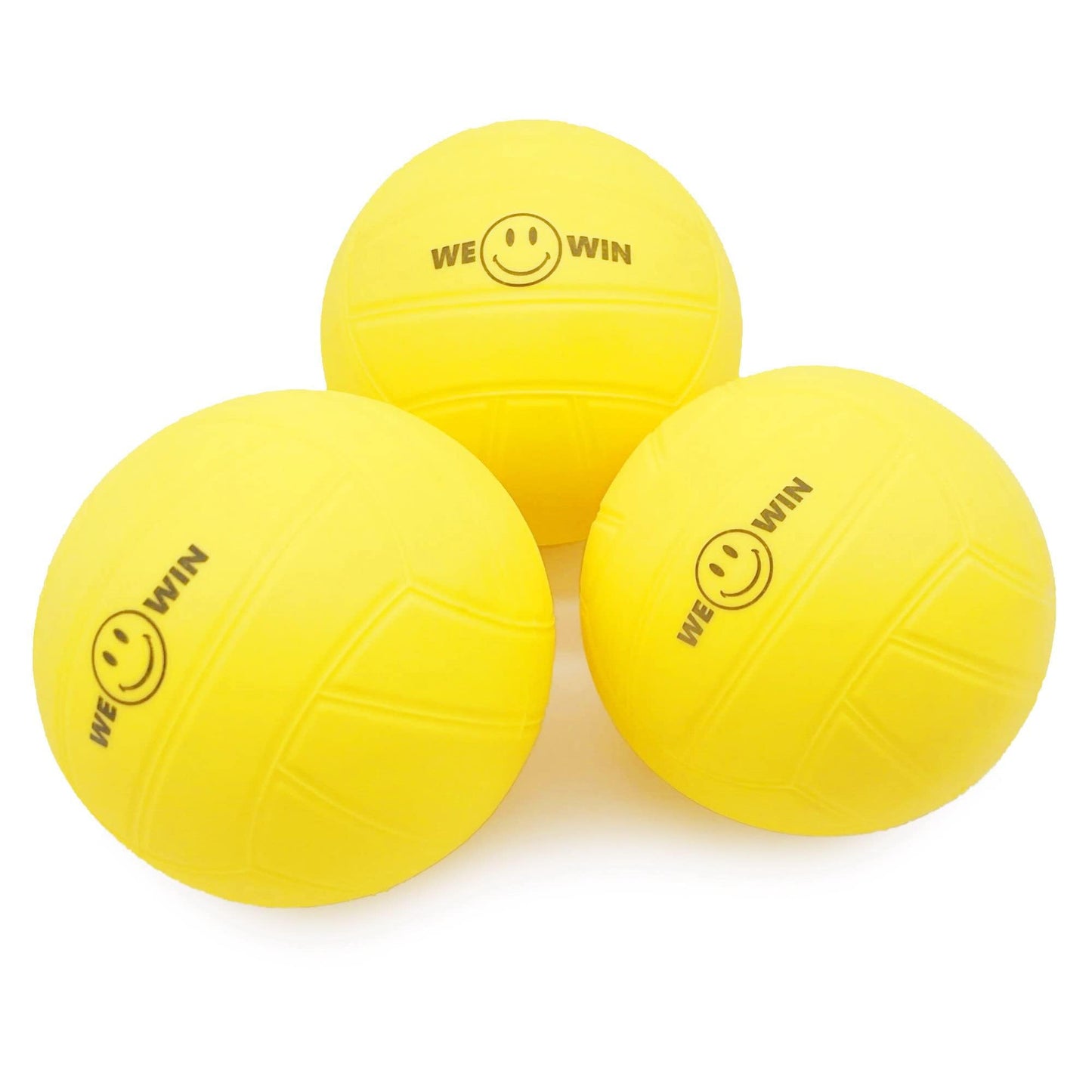 Aolowewin Spike Replacement Balls | Roundnet Game | Strong Bounce 3.5-Inch Yellow Soft Rubber Balls 3-Pack | Lawn Beach Volleyball (3)