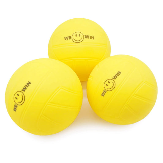 Aolowewin Spike Replacement Balls | Roundnet Game | Strong Bounce 3.5-Inch Yellow Soft Rubber Balls 3-Pack | Lawn Beach Volleyball (3)