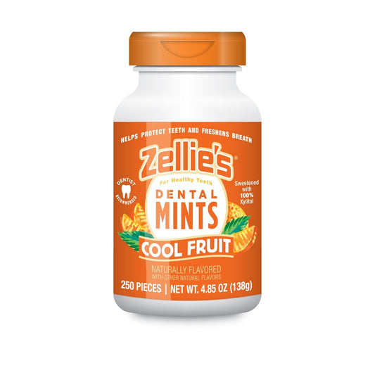 Zellie's | 100% Xylitol Cool Fruit Mints Breath Mints | No Aspartame, Gluten Free, Vegan & Kosher (250 Count - Pack of 1) - USA IMPORT -