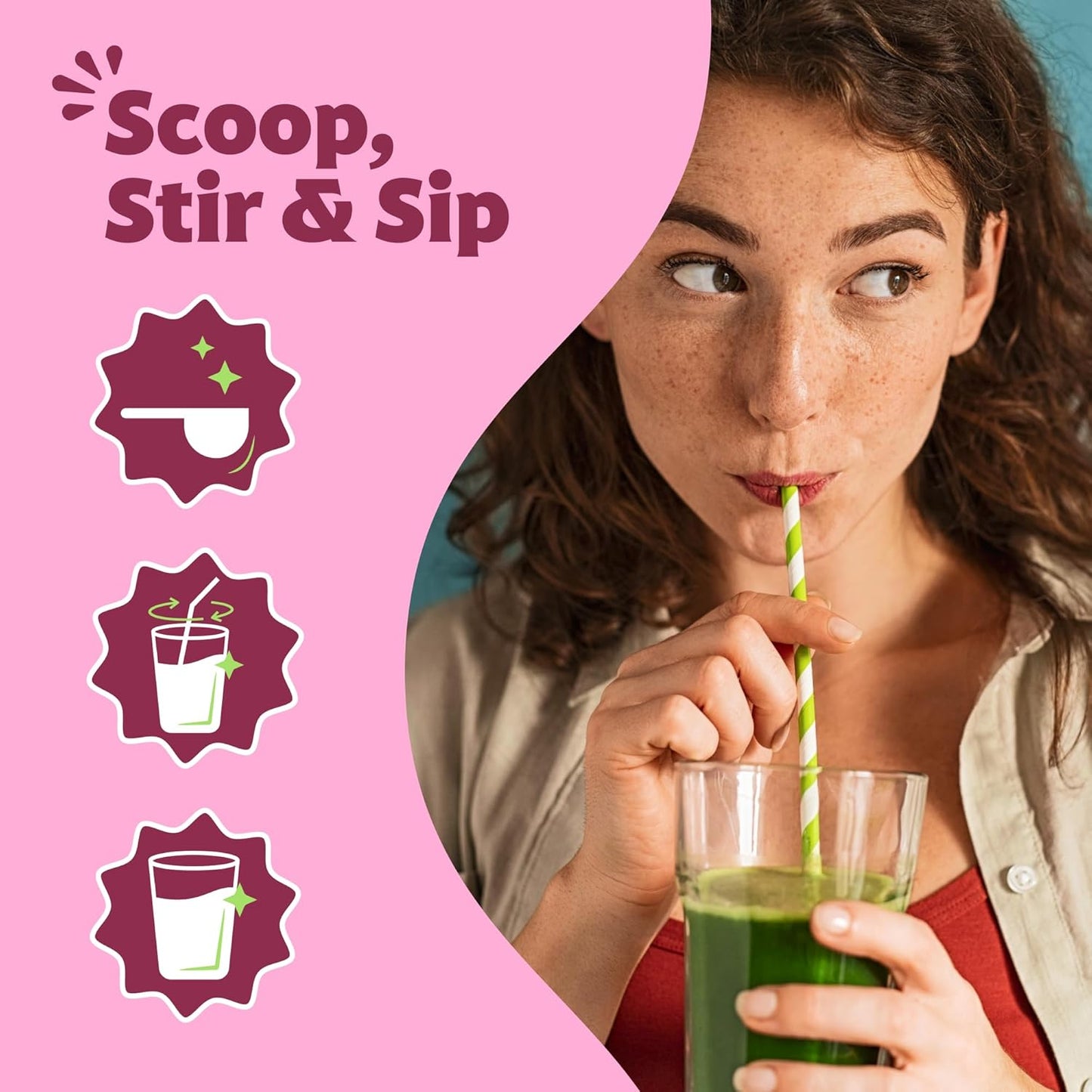 Amazing Grass Sweet Greens and Superfoods Powder for Digestive Health, Greens Powder, Digestive Enzymes, Probiotics, Spirulina, Chlorella, Summer Berry, 30 Servings - USA IMPORT -