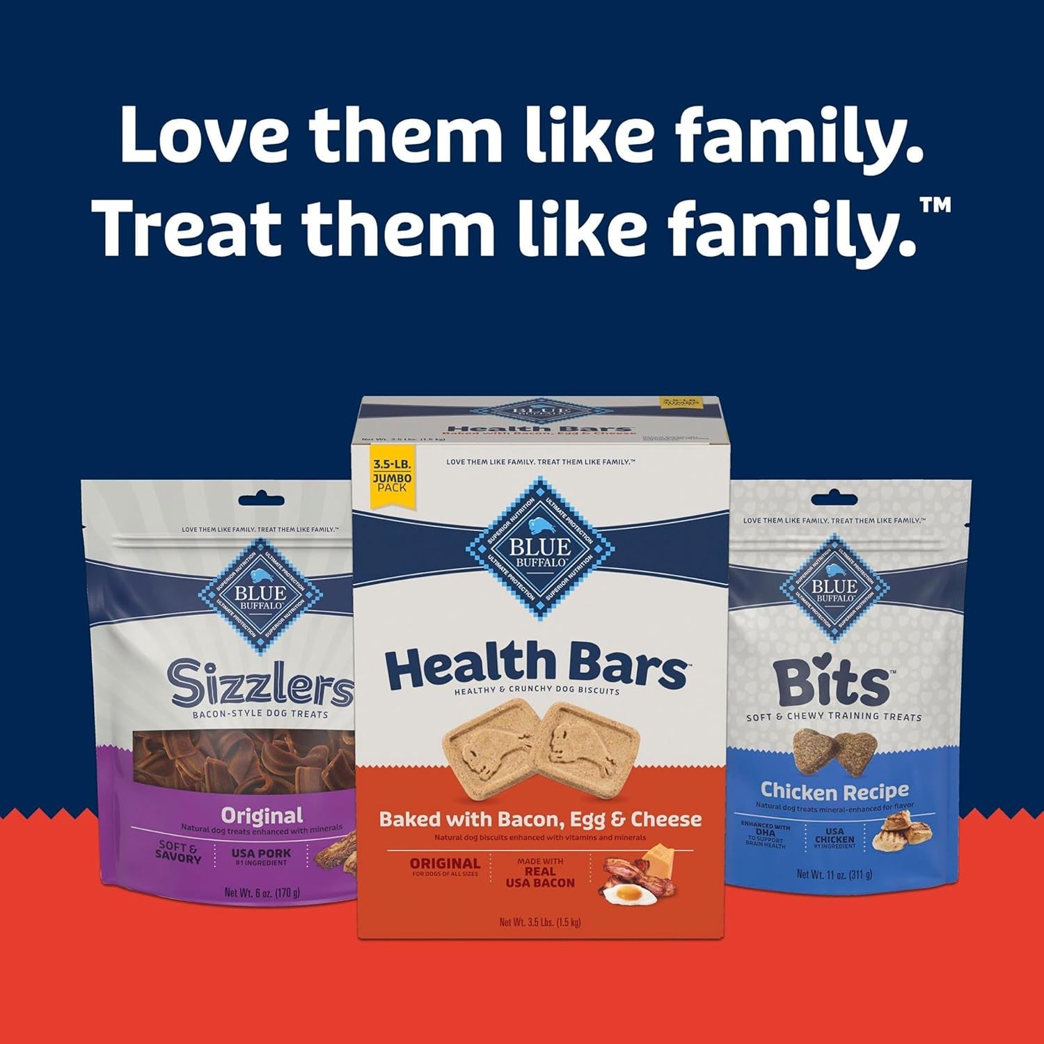 Blue Buffalo Health Bars Oven-Baked with Natural Ingredients Bacon, Egg & Cheese Crunchy Dog Biscuits, 3.5 lbs. - USA IMPORT -