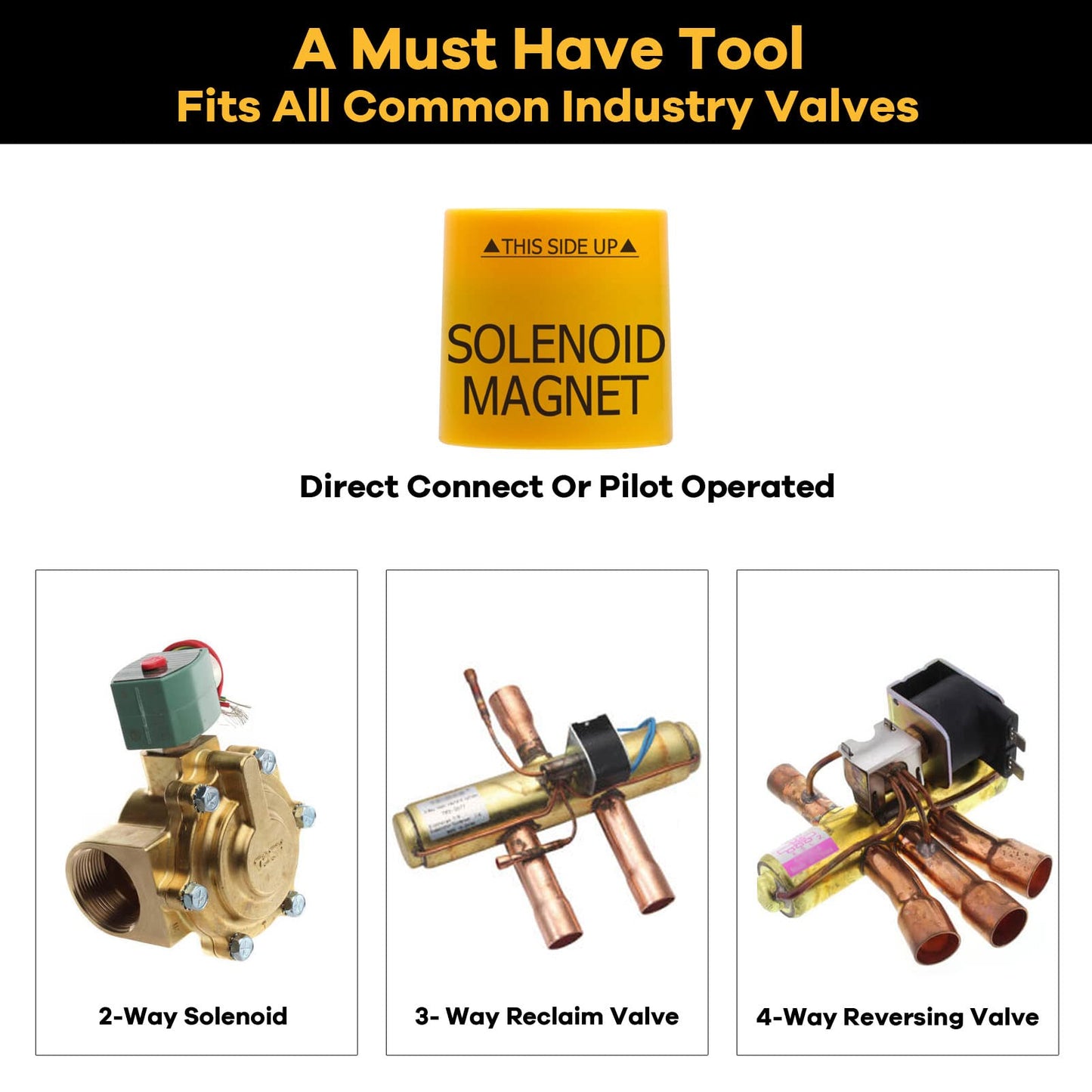 Solenoid Valve Magnet Tool #TLMKC, Solenoid Valve Troubleshooting Magnet 18 mm, Fits All Common Industry Valves Yellow