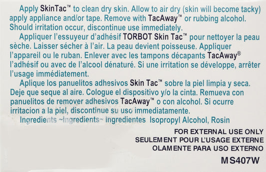 Skin-Tac MS 407W Adhesive Barrier Wipes, 50 Pieces