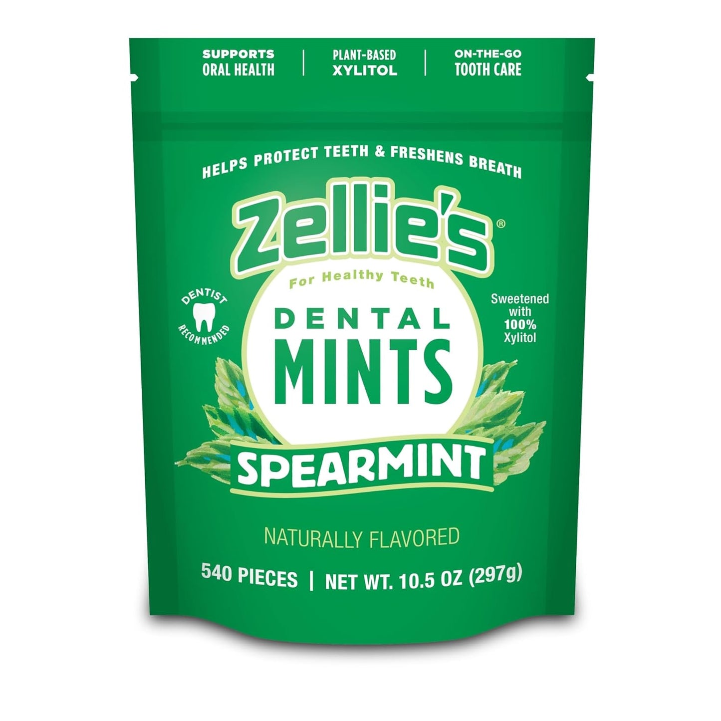 Zellie's | 100% Xylitol Spearmint Breath Mints | No Aspartame, Gluten Free, Vegan & Kosher Mints (540 Count - Pack of 1) - USA IMPORT -