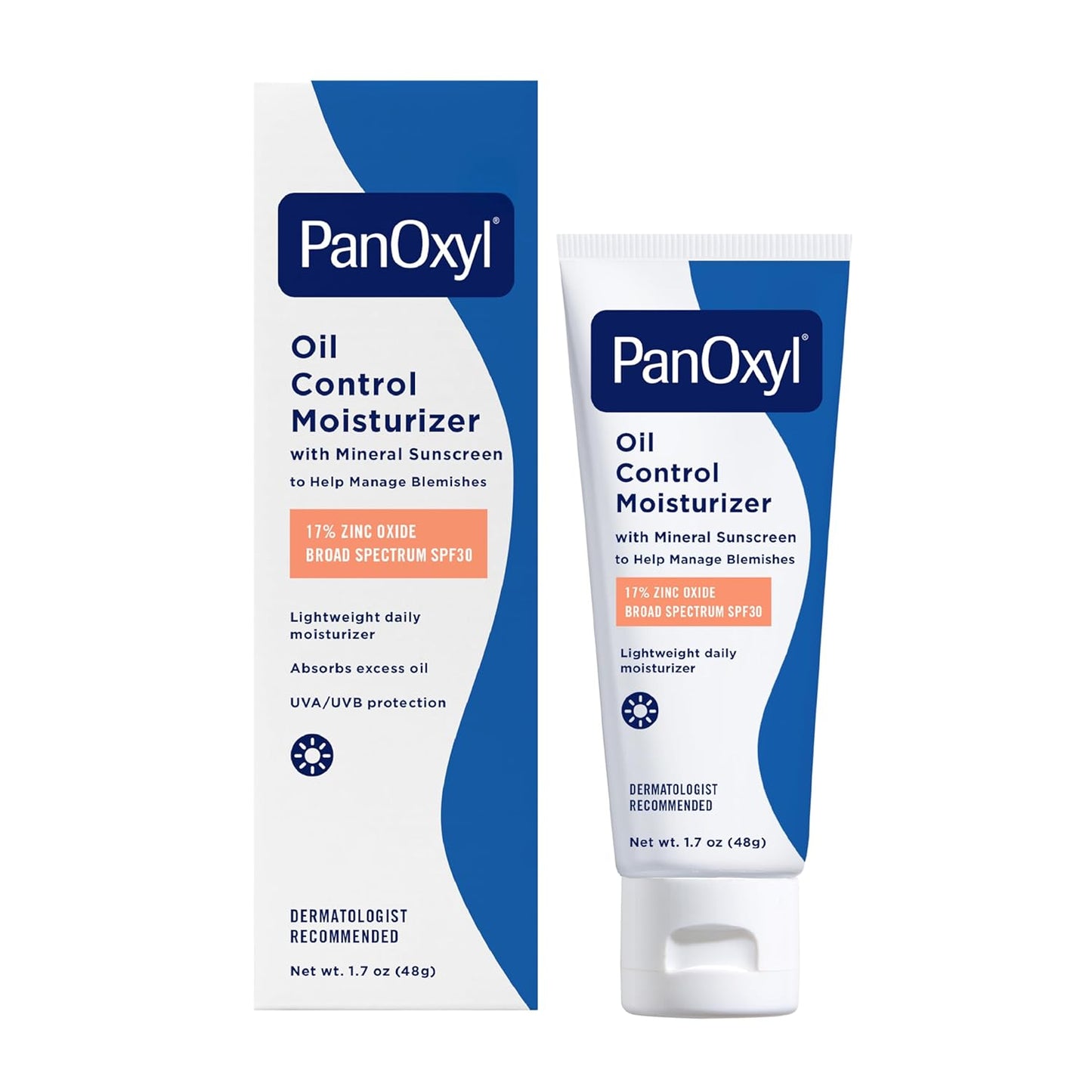 PanOxyl AM Oil Control Moisturizer, NEW Sheer Formula, Absorbs Excess Oil and Reduces Shine, with Mineral Sunscreen for Acne Prone and Oily Skin - SPF 30 - 1.7 oz - USA IMPORT -