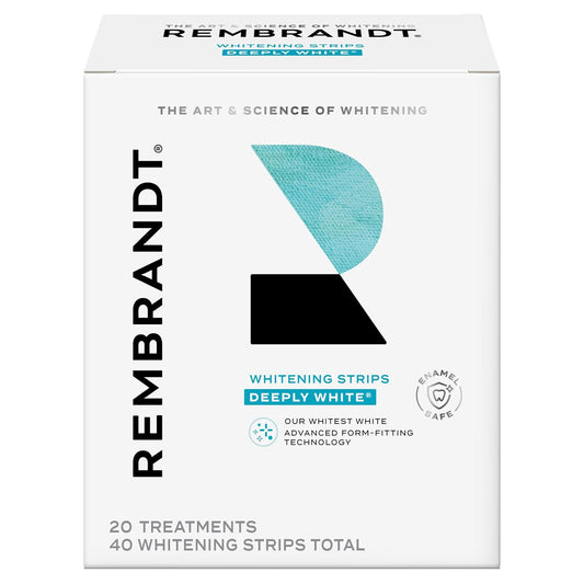 Rembrandt Teeth Whitening Strips, Deeply White, Enamel-Safe, 40 Whitening Strips (20 Treatments) - USA IMPORT -