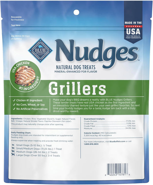 Blue Buffalo Nudges Grillers Natural Dog Treats, Made in the USA with Real Chicken, 16-oz Bag - USA IMPORT -