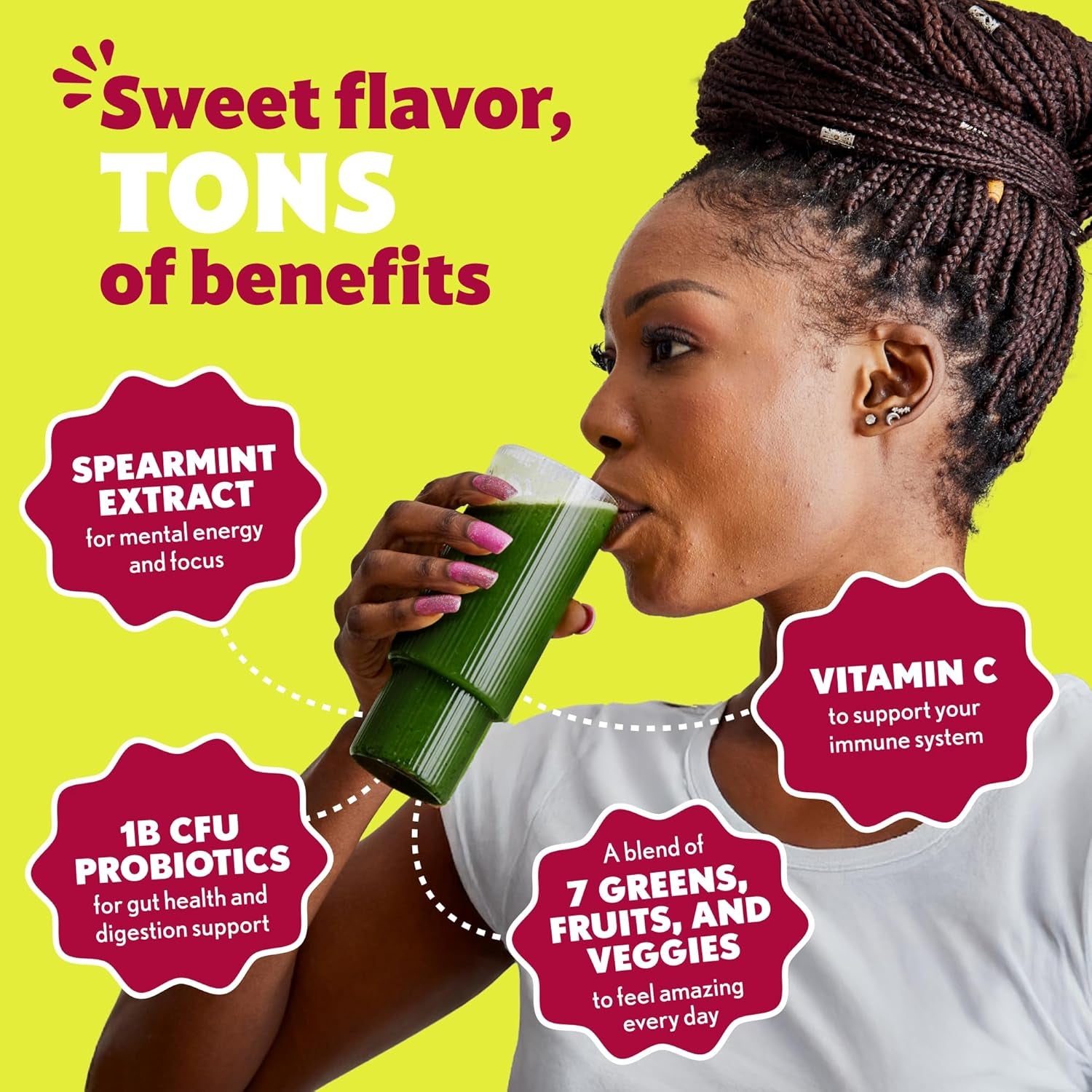 Amazing Grass Sweet Greens and Superfoods Powder for Digestive Health, Greens Powder, Digestive Enzymes, Probiotics, Spirulina, Chlorella, Tropical Lime, 30 Servings - USA IMPORT -