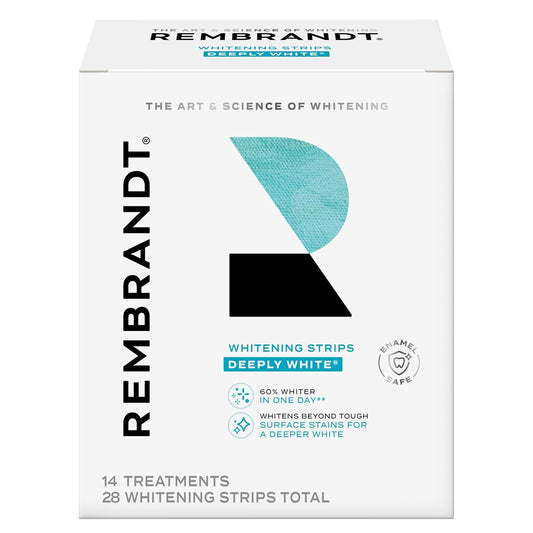 Rembrandt Teeth Whitening Strips, Deeply White, Enamel-Safe, 28 Whitening Strips (14 Treatments) - USA IMPORT -