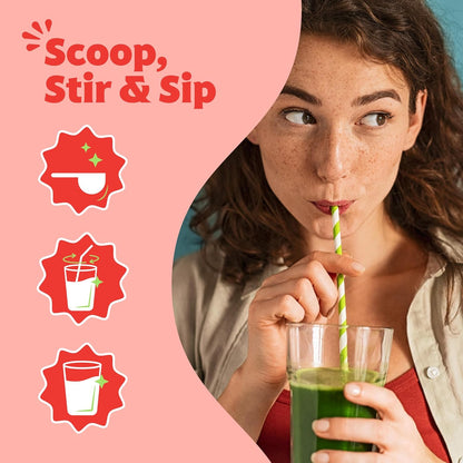 Amazing Grass Sweet Greens and Superfoods Powder for Digestive Health, Greens Powder, Digestive Enzymes, Probiotics, Spirulina, Chlorella, Peach Hibiscus, 30 Servings - USA IMPORT -